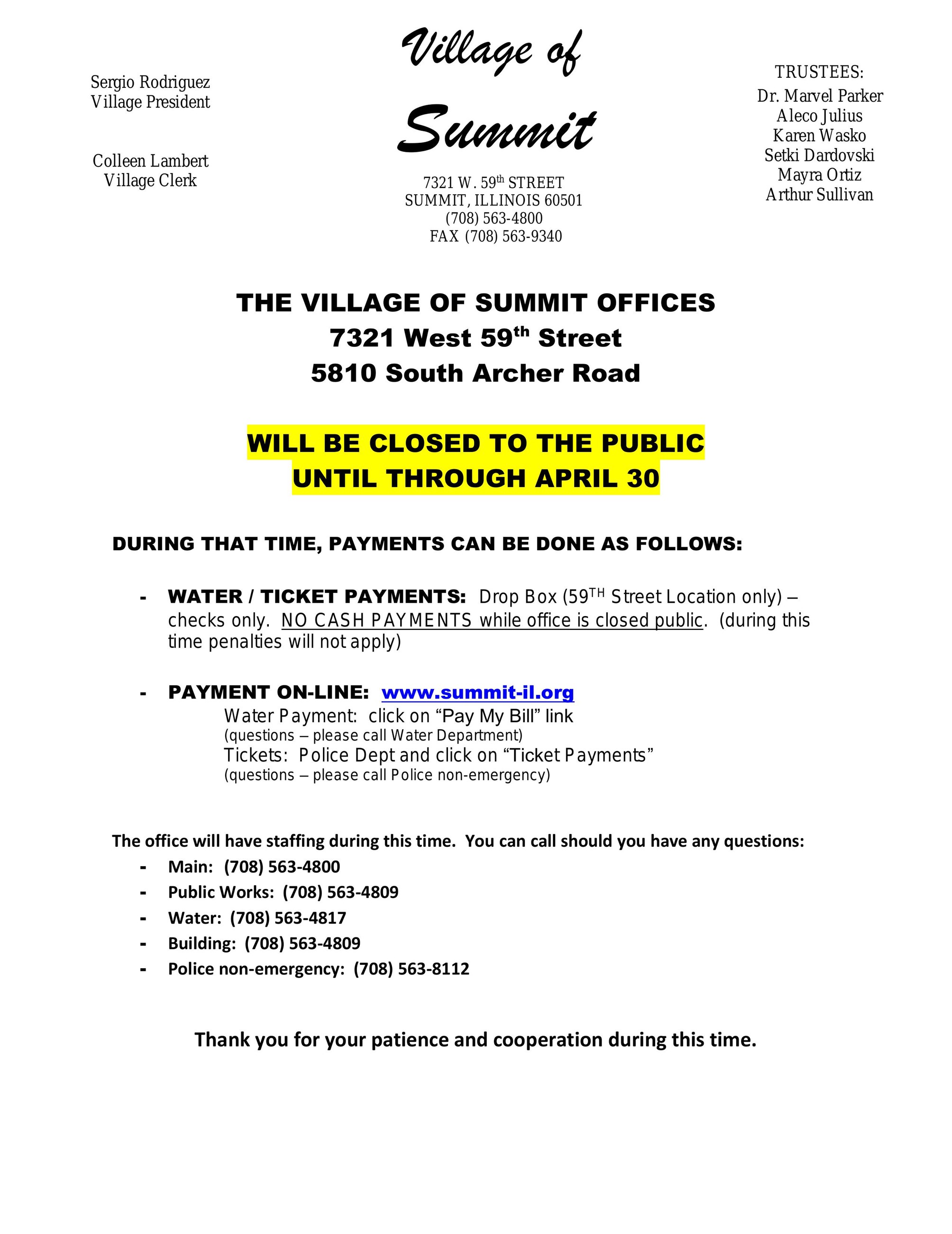 English Closure Letter March 30th 2020