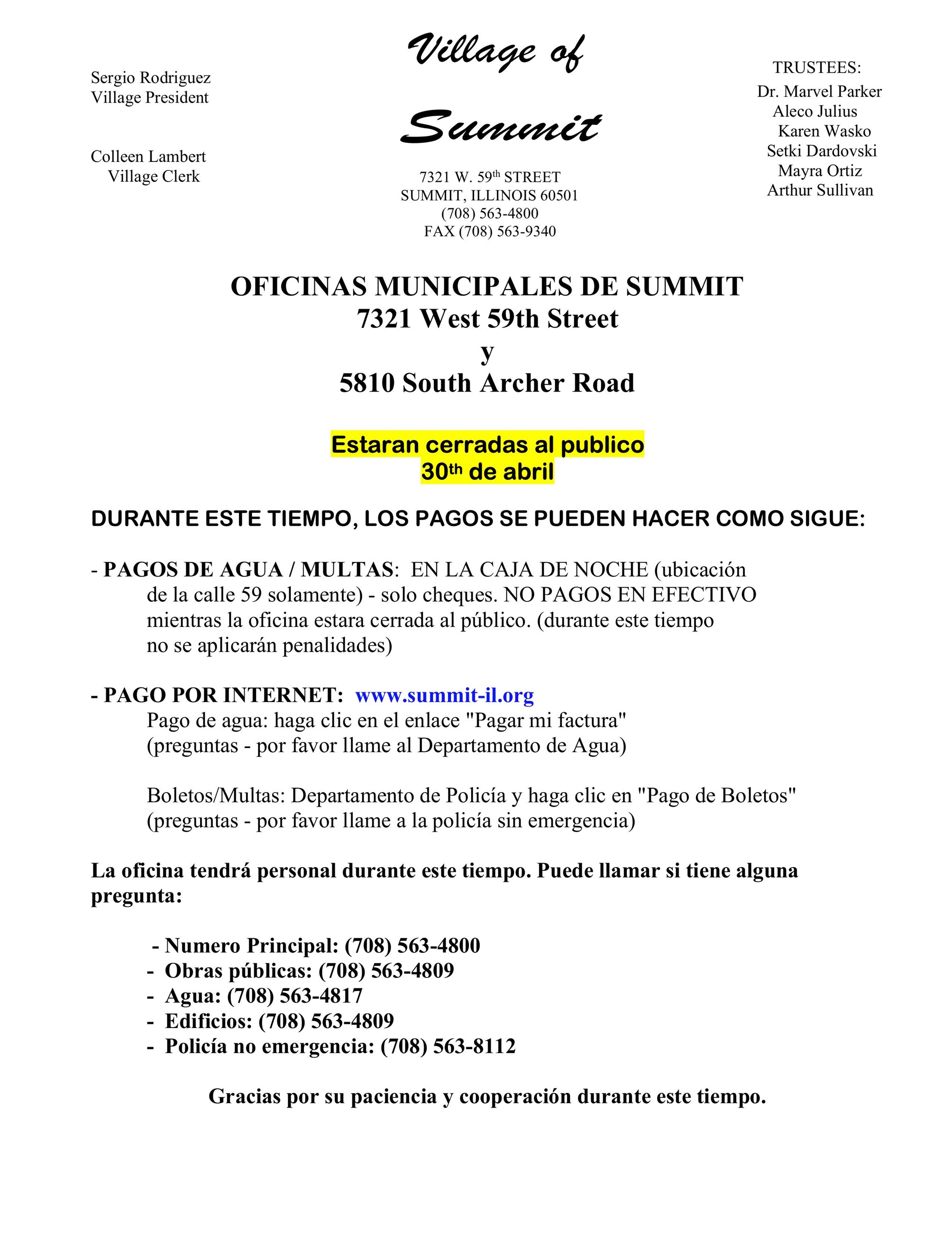 Spanish Closure Letter March 18th 2020